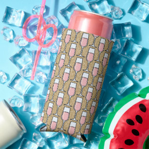 Rose Wine Pattern Gold Seltzer Can Cooler