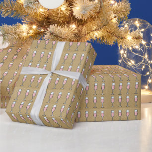 Rose Wine Pattern Gold Wrapping Paper