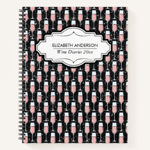 Rose Wine Pattern - Wine Diaries Notebook