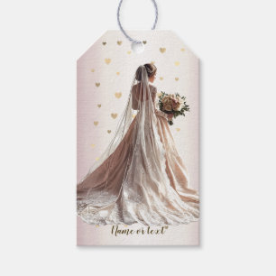 Rose Winter Wedding Bride Golden Shiny Heart Party Gift Tags