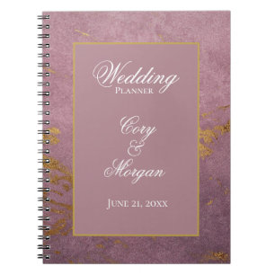 Rose with Gold Marbling Wedding Planner Notebook