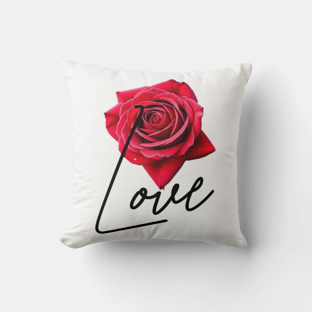 Rose with love in red and black cushion (Front)