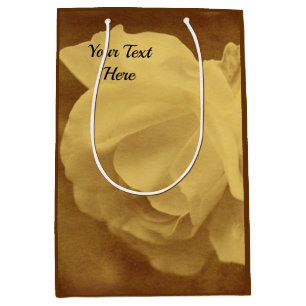 Rose With Raindrops Aged Vintage Look Medium Gift Bag