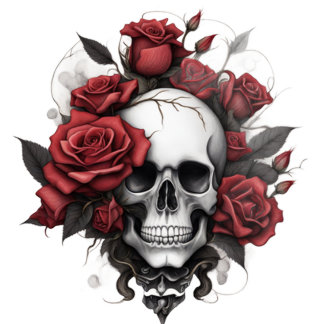 Rose with skull hoodie and back site design 