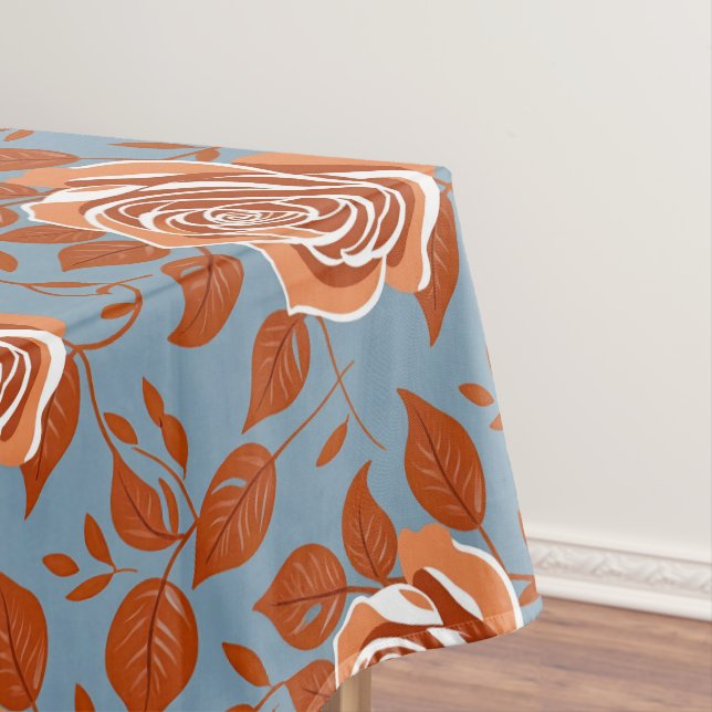 Rose With Warm Tones Of Orange And Rust Tablecloth (In Situ)