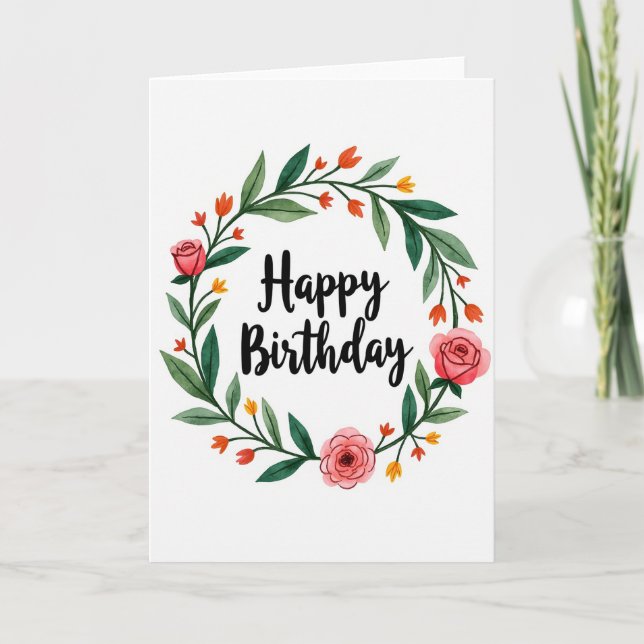 Rose Wreath Birthday Card (Front)
