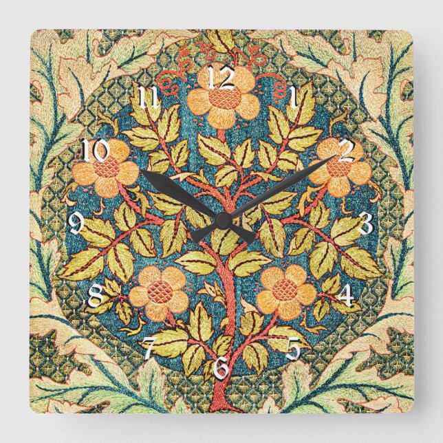 Rose Wreath by William Morris, popular design  Square Wall Clock (Front)