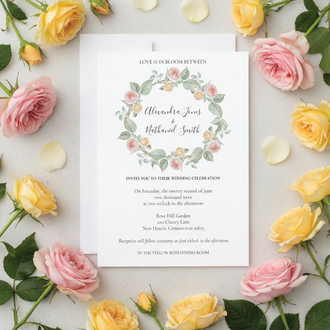 Rose Wreath Summer Wedding Invitation (Creator Uploaded)