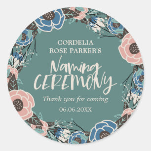 Rose Wreath   Thank You Naming Ceremony Classic Round Sticker