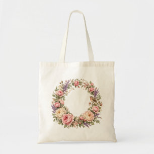 rose wreath tote bag
