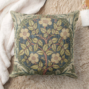 Rose Wreath William Morris Throw Pillow