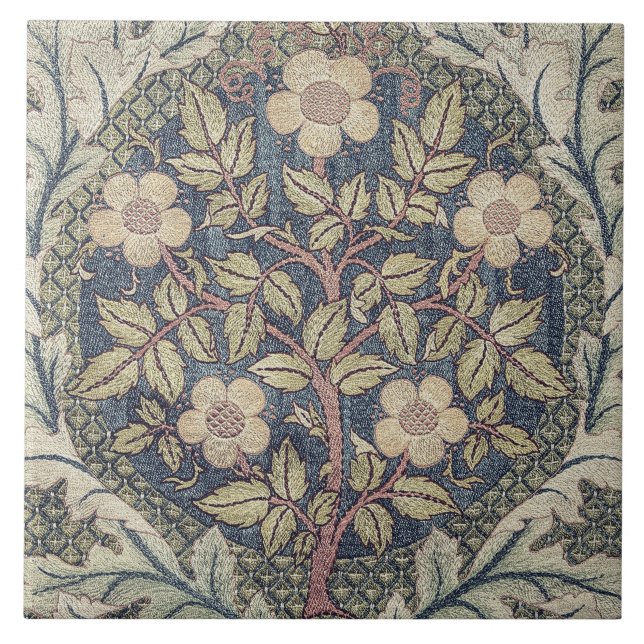 Rose Wreath William Morris Tile (Front)
