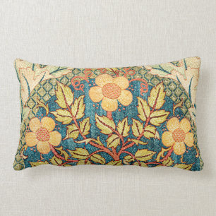 Rose Wreath William Morris Vintage Art Lumbar Cushion