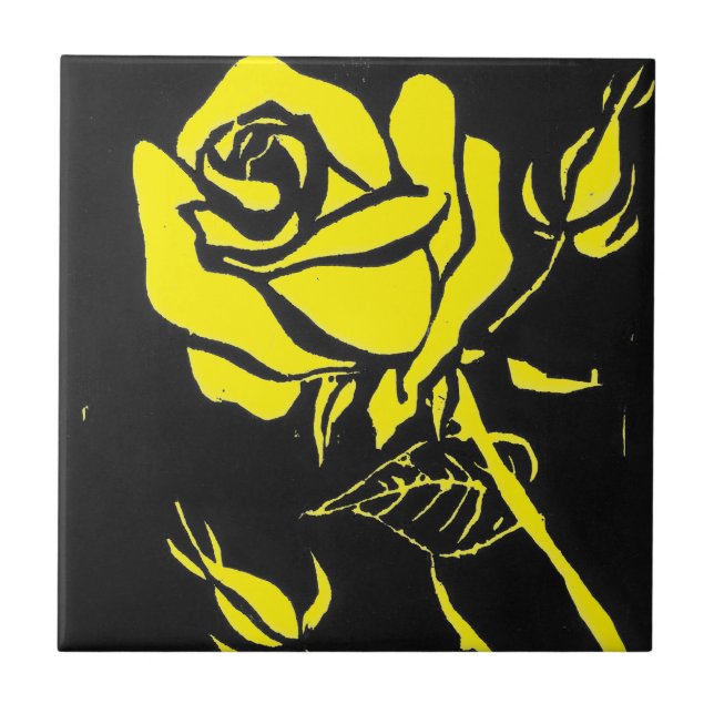 "Rose Yellow" Kitchen Garden Ceramic  Tile (Front)