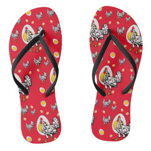 Roseanne Chicken - Funny Roseanne Rooster and Egg Jandals