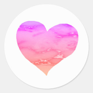 roseate marbled watercolor heart love classic round sticker