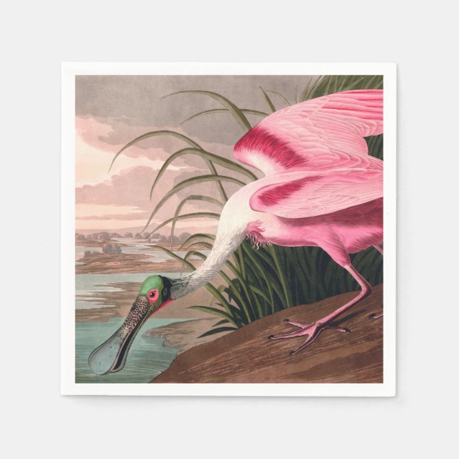 Roseate Spoonbill Audubon Bird Wildlife Napkin (Front)