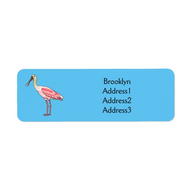 Roseate spoonbill bird cartoon illustration  (Front)