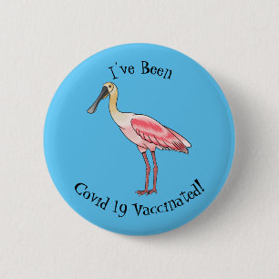 Roseate spoonbill bird cartoon illustration 6 cm round badge