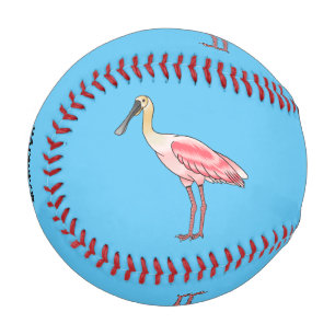 Roseate spoonbill bird cartoon illustration baseball