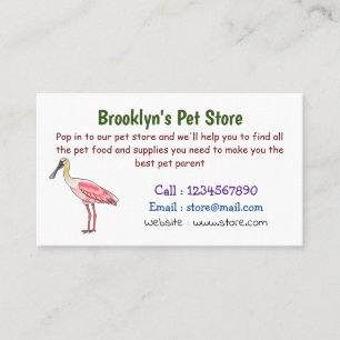 Roseate spoonbill bird cartoon illustration  business card