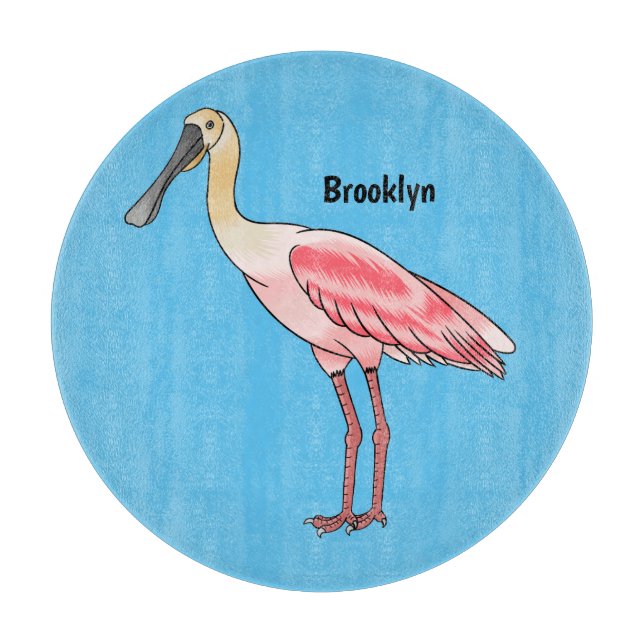 Roseate spoonbill bird cartoon illustration  cutting board (Front)