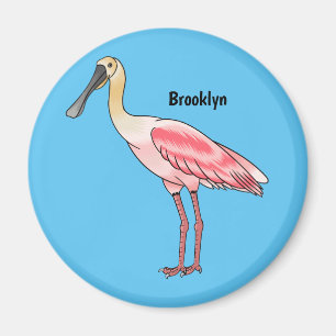 Roseate spoonbill bird cartoon illustration  magnet