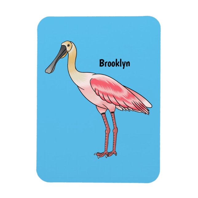 Roseate spoonbill bird cartoon illustration  magnet (Vertical)