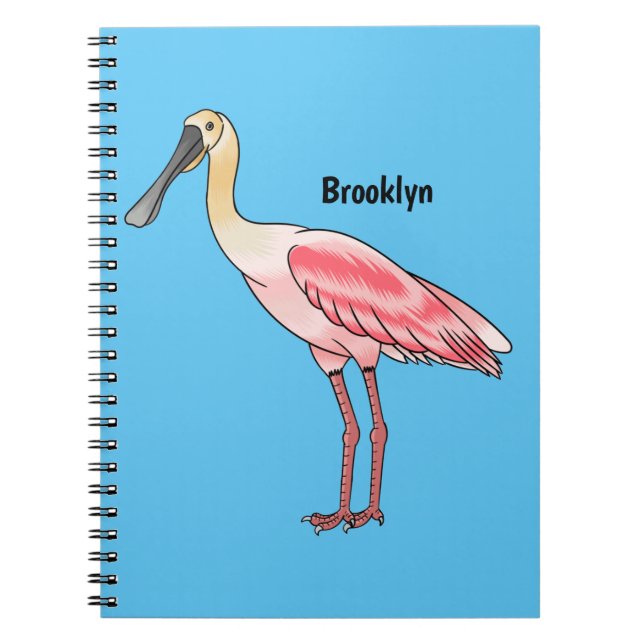 Roseate spoonbill bird cartoon illustration  notebook (Front)