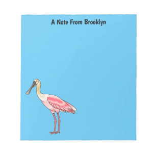 Roseate spoonbill bird cartoon illustration notepad