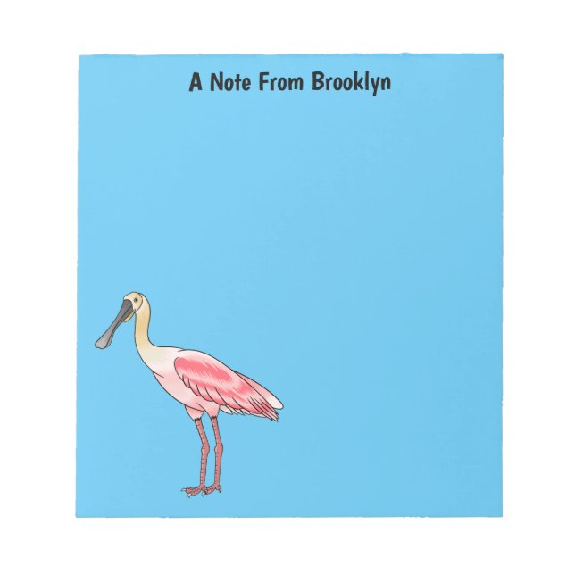 Roseate spoonbill bird cartoon illustration  notepad (Front)