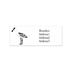 Roseate spoonbill bird cartoon illustration  rubber stamp