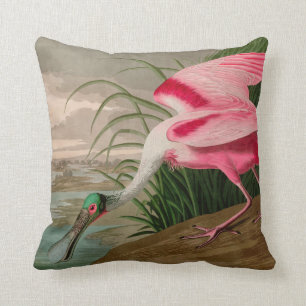 Roseate Spoonbill Birds of America Audubon Print Cushion