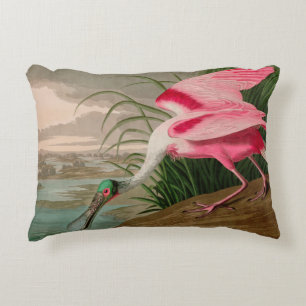 Roseate Spoonbill Birds of America Audubon Print Decorative Cushion