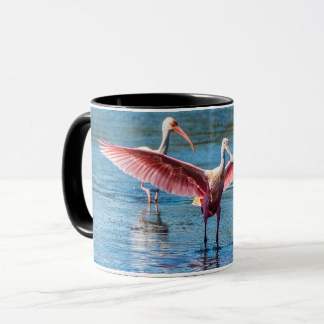 Roseate Spoonbill Black 11 oz Combo Mug (Front Left)