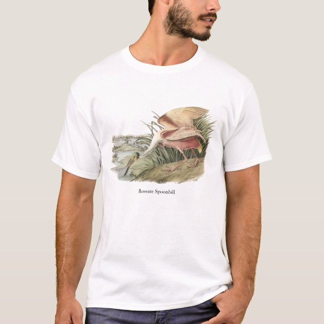 Roseate Spoonbill, John Audubon T-Shirt (Front)