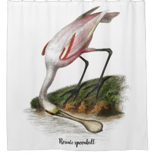 Roseate spoonbill painting Small Shower Curtain