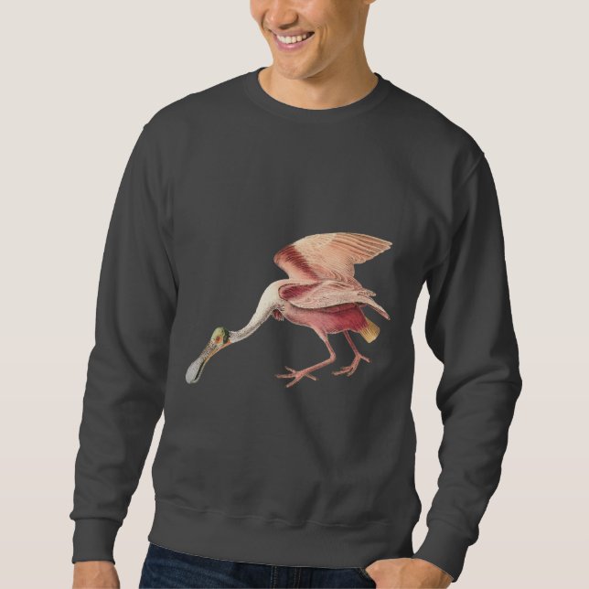 Roseate Spoonbill Wading Bird Illustration Art Sweatshirt (Front)