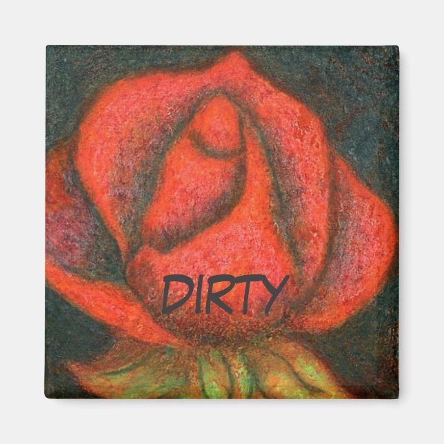 "Rosebud" Dirty Dishwasher Status Magnet (Front)