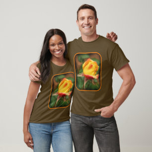 Rosebud Floral Art Photo Painting  T-Shirt