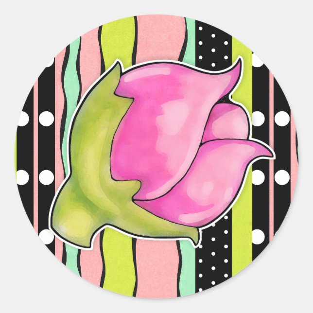 Rosebud Joy colour Round Sticker (Front)