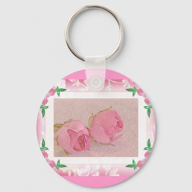 Rosebud Keychain...Wedding Favour Key Ring (Front)