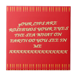 Rosebud lips eyes like the sea romance Valentine Tile