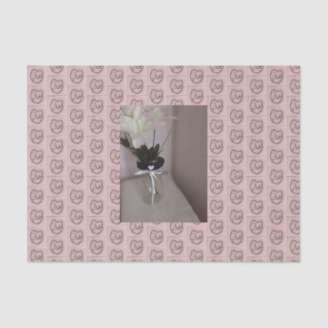 Rosebud Love & Embellished Flower Abstract Tissue Paper (Front)