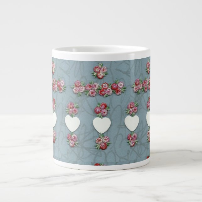 Rosebuds & Hearts Large Coffee Mug (Front)