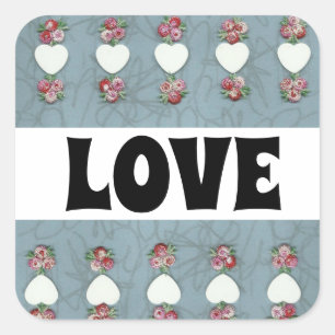 Rosebuds & Hearts Love Square Sticker