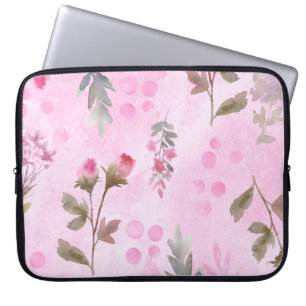 Rosebuds, polka dots: summer floral. laptop sleeve