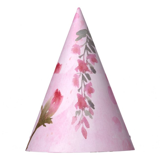 Rosebuds, polka dots: summer floral. party hat (Front)