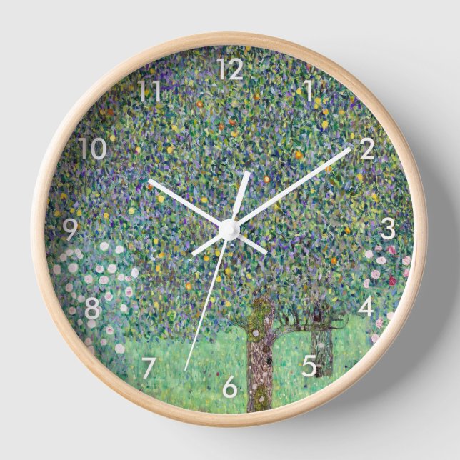 Rosebushes Under The Trees, Gustav Klimt Clock (Front)