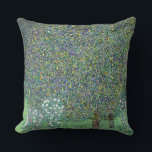 Rosebushes Under The Trees, Gustav Klimt Cushion<br><div class="desc">Gustav Klimt (July 14, 1862 – February 6, 1918) was an Austrian symbolist painter and one of the most prominent members of the Vienna Secession movement. Klimt is noted for his paintings, murals, sketches, and other objets d'art. In addition to his figurative works, which include allegories and portraits, he painted...</div>